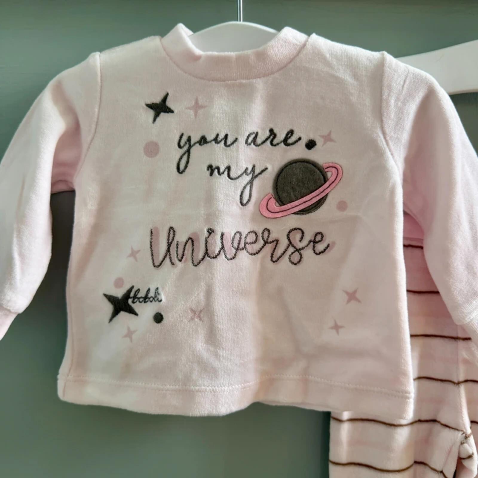 Baby Girl Newborn Boboli 2 Piece Velour Outfit You Are My Universe (33 25)