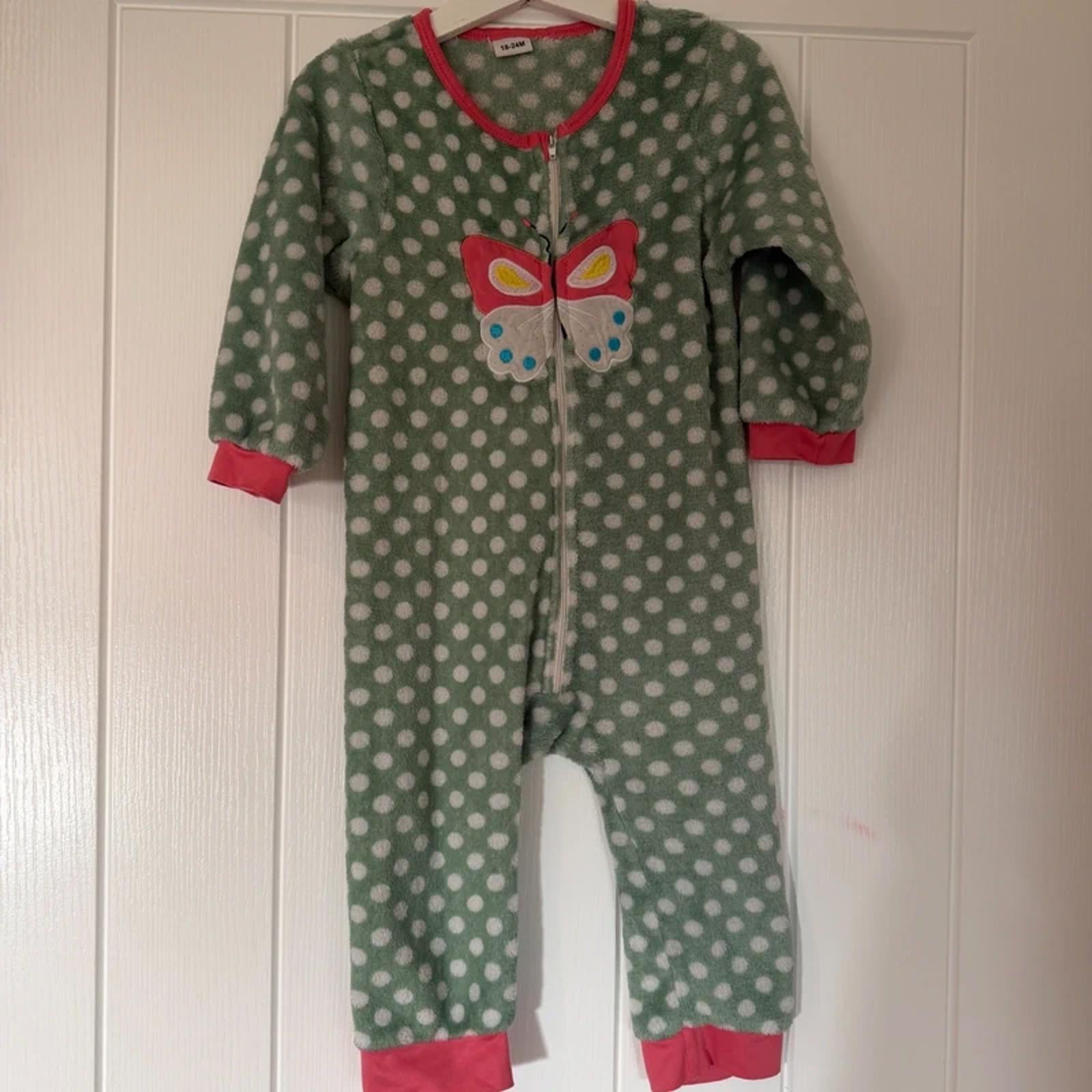 Baby Girl 18-24 months Shein Green Fleece Spotty Butterfly Romper (17 25)