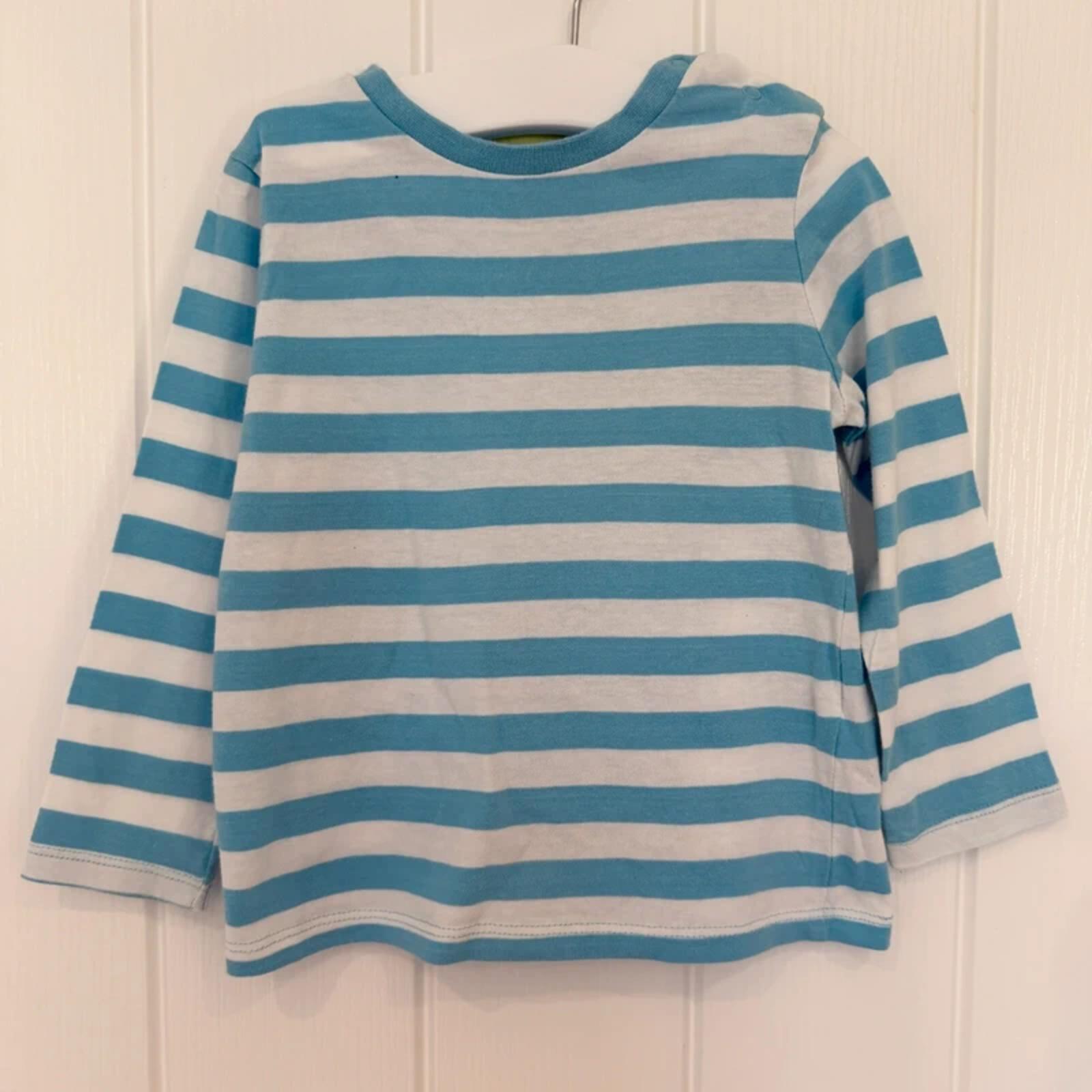 Baby Boy 18-24 months F&F Turquoise White Striped Long Sleeve T-Shirt (61 13)