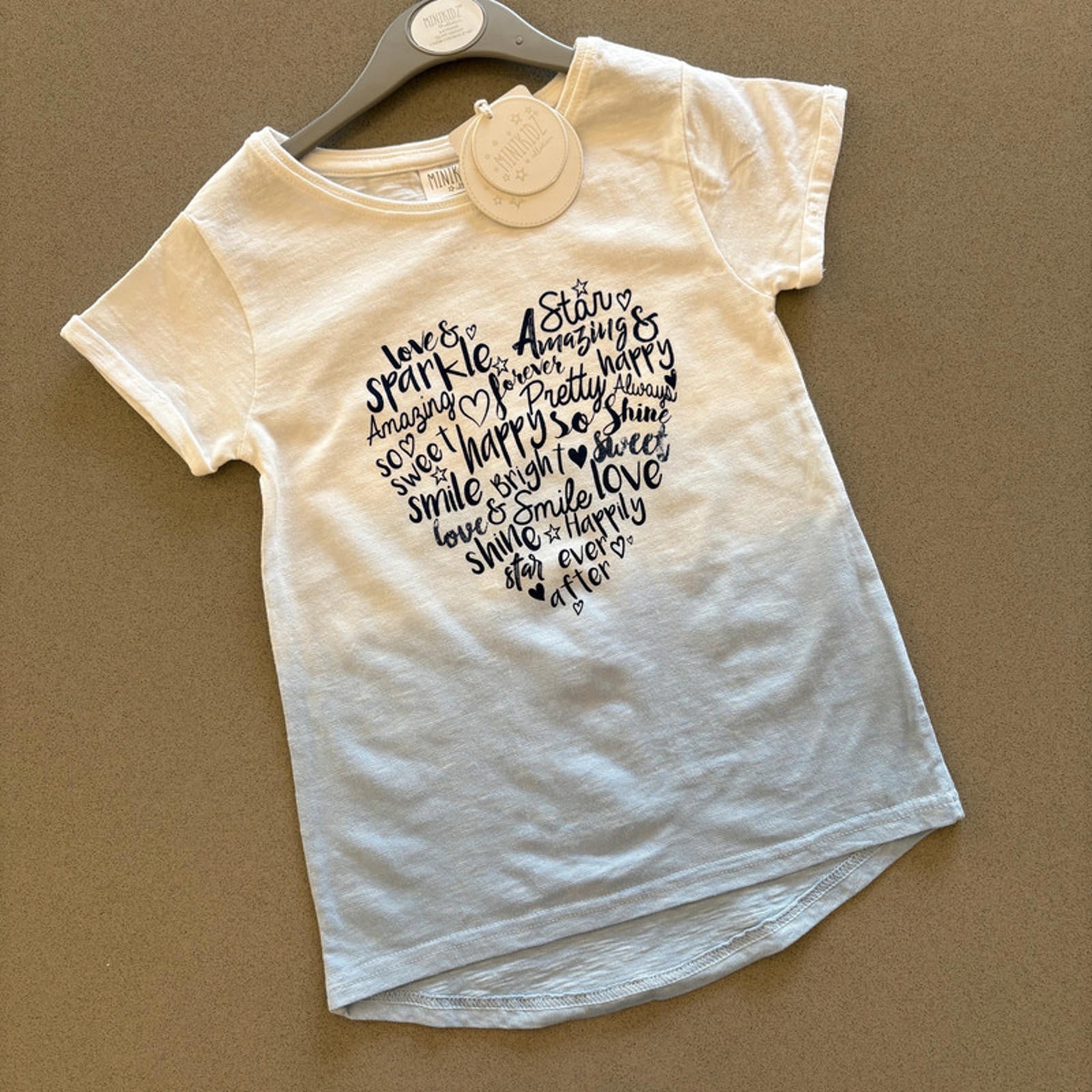Girl 3-4 years Mini Kids Blue Ombre Love & Sparkle Short Sleeve T-shirt (18 32)