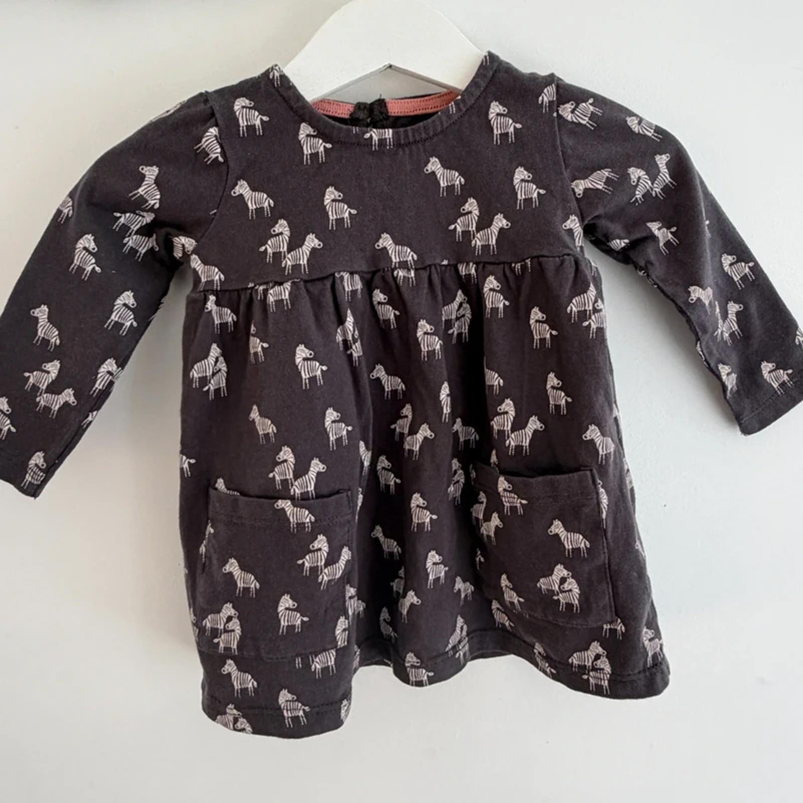 Baby Girl 3-6 months F&F Zebra Long Sleeve Jersey Dress (56 35)
