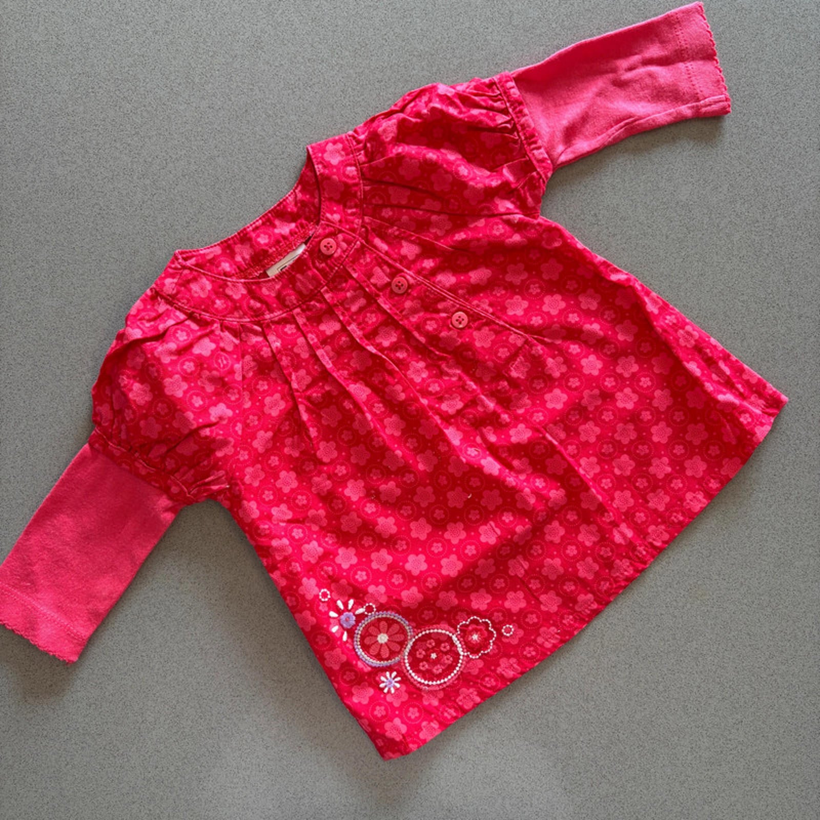 Baby Girl 3-6 months F&F Red  Long Sleeve Tunic Top with Embroidery (37 24)