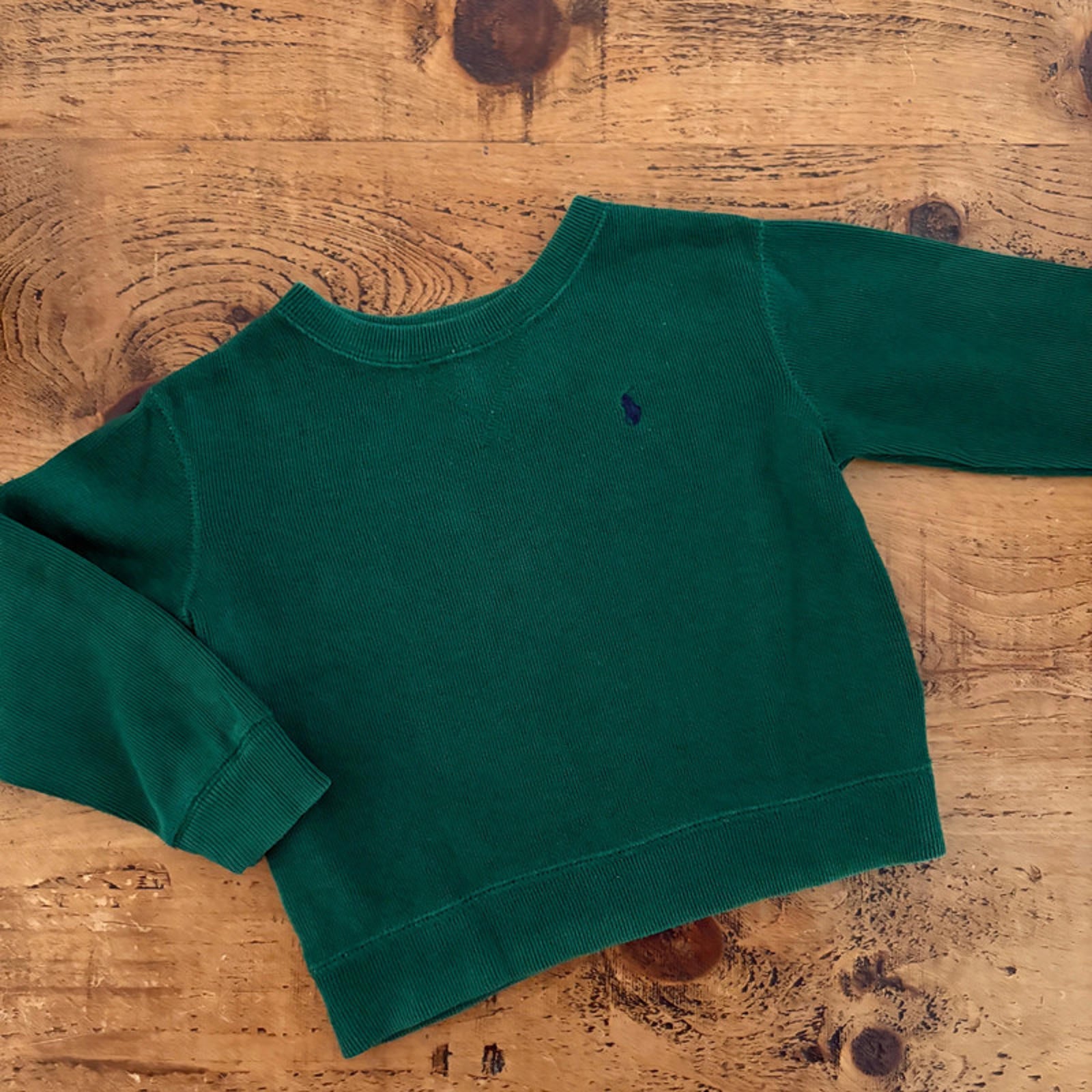 Young Boy age 3 3T Ralph Lauren Polo Green Ribbed Pullover Sweatshirt (21 17)