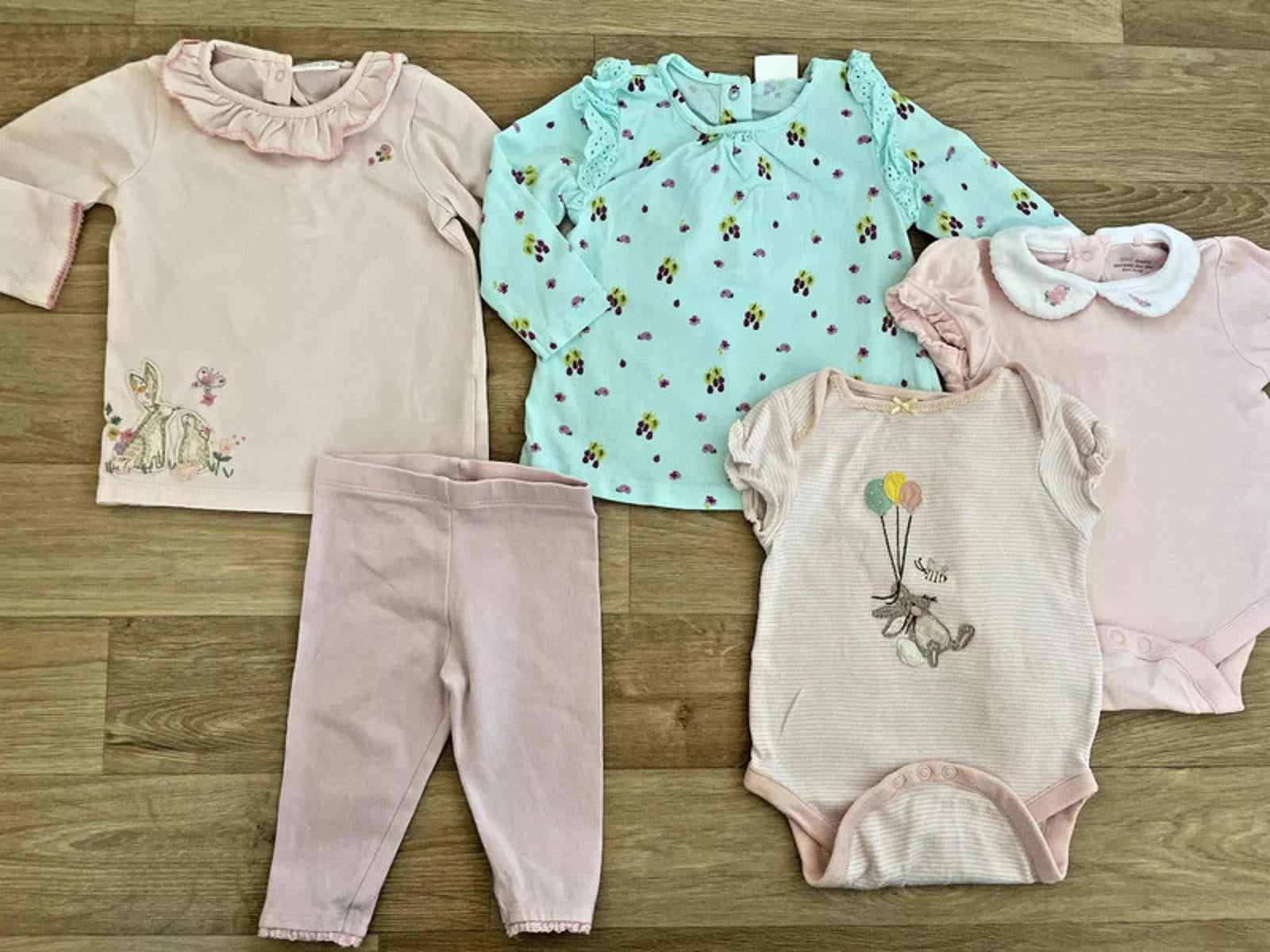Baby Girl 3-6 months NEXT Bundle Leggings Tops Bodysuits Bunnies Flowers (48 24)