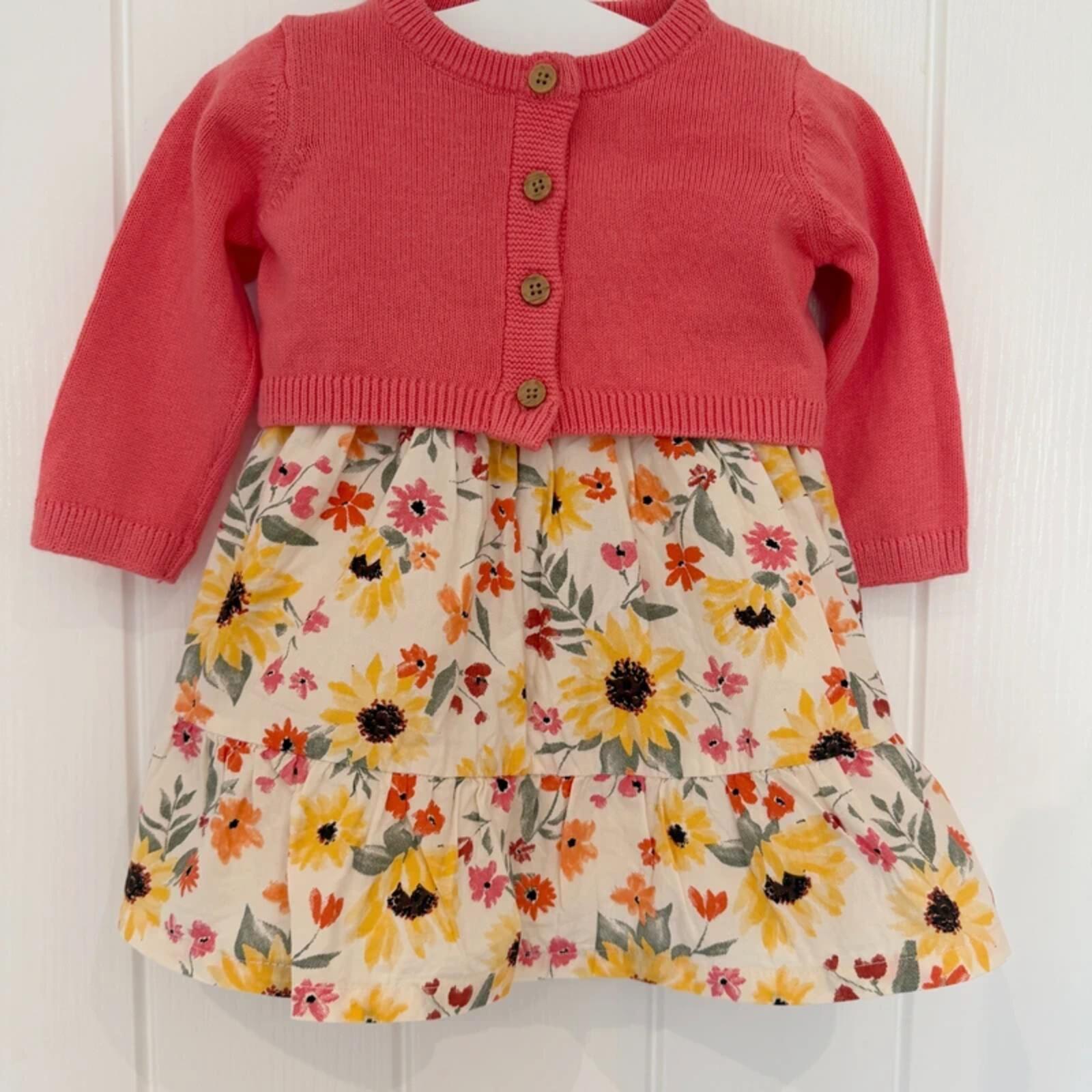Baby Girl 3-6 months F&F Colourful Floral Dress & Cardigan Set (16 13)