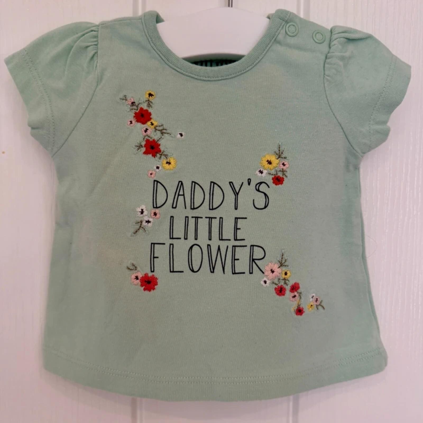 Baby Girl 1 month 4.5kg Nutmeg Daddy's Little Flower T-shirt (55 28)