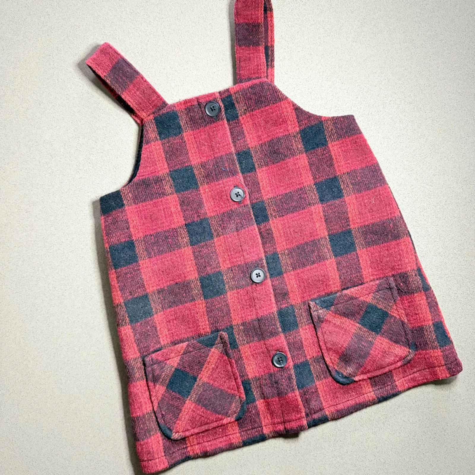 Baby Girl 12-18 months F&F Red Checked Warm Pinafore Dress (60 10)