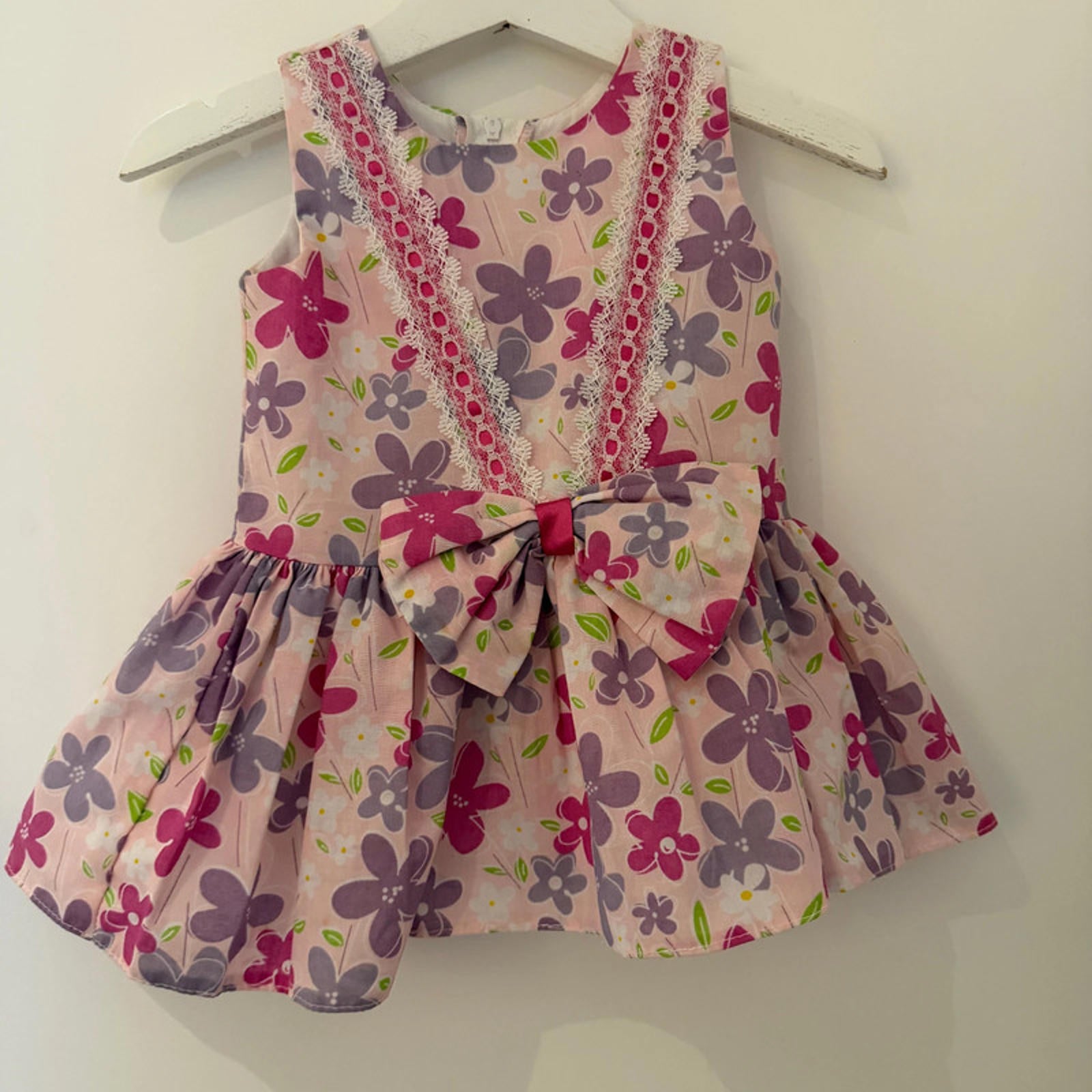 Baby Girl 3-6 months Pink Lilac Floral Sleeveless Dress with Bow (62 19)