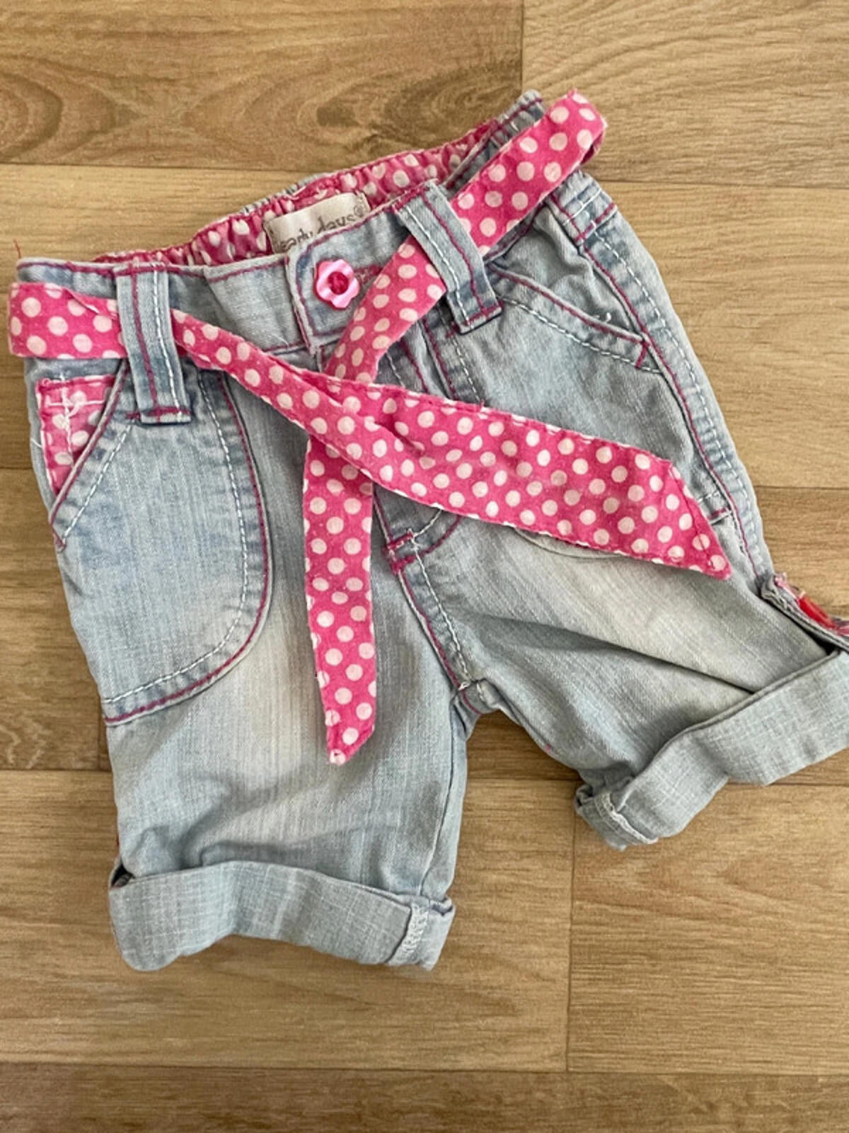 Baby Girl 0-3 months Earlydays Faded Blue Denim Shorts with Turn Ups (54 16)