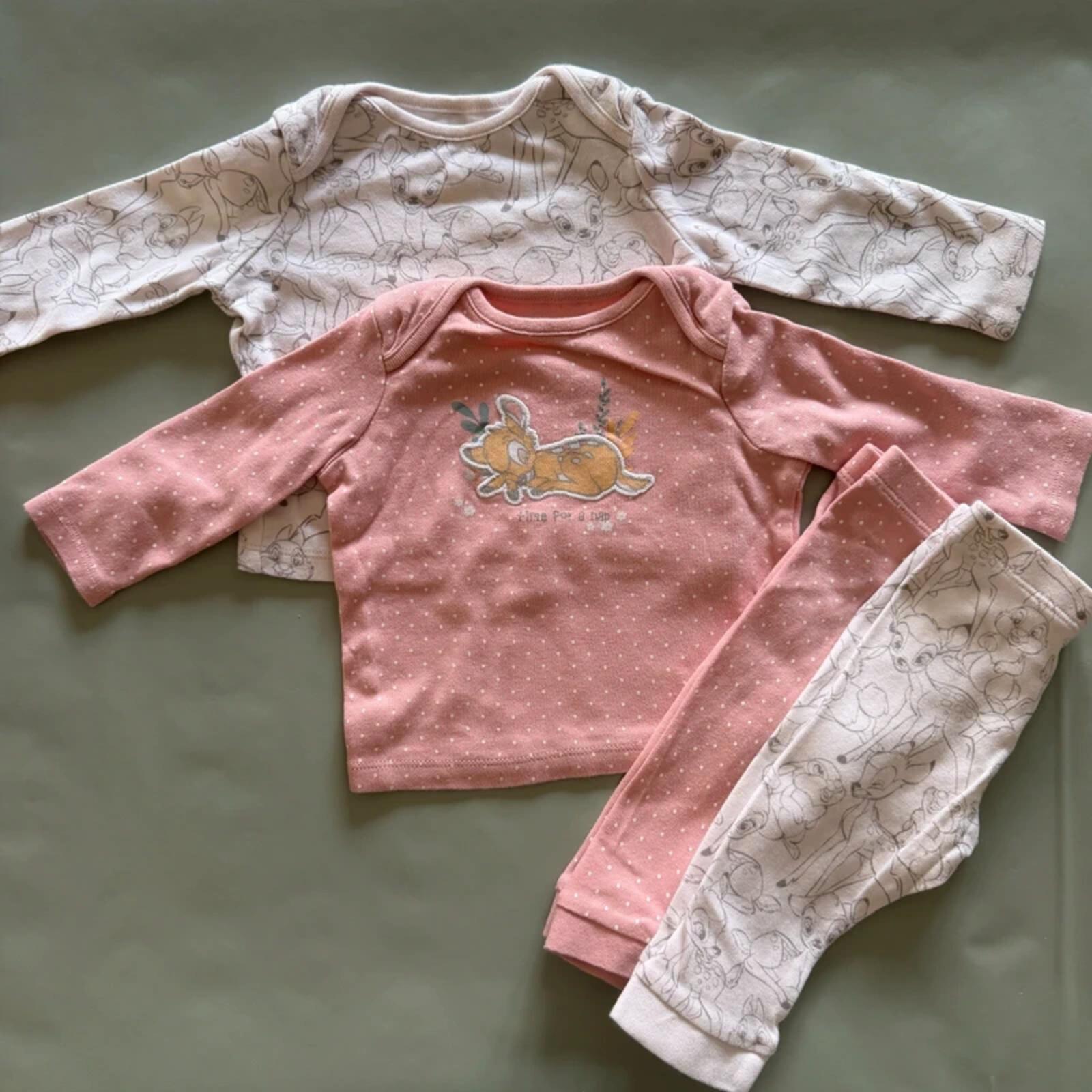 Baby Girl 3-6 months Disney Set 2 Pairs Bambi Thumper Pajama Outfits (19 22)