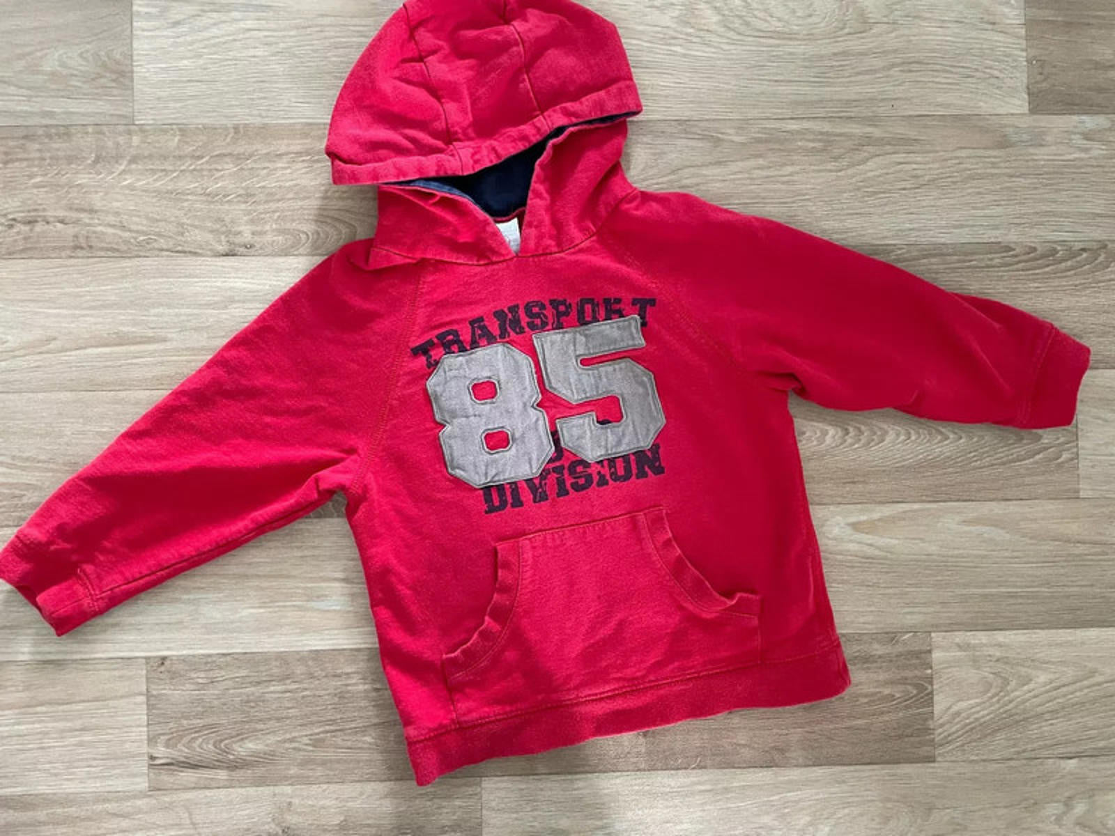 Young Boy age 4-5 years Mini Club Red Transport Pullover Hoodie Kangaroo Pocket