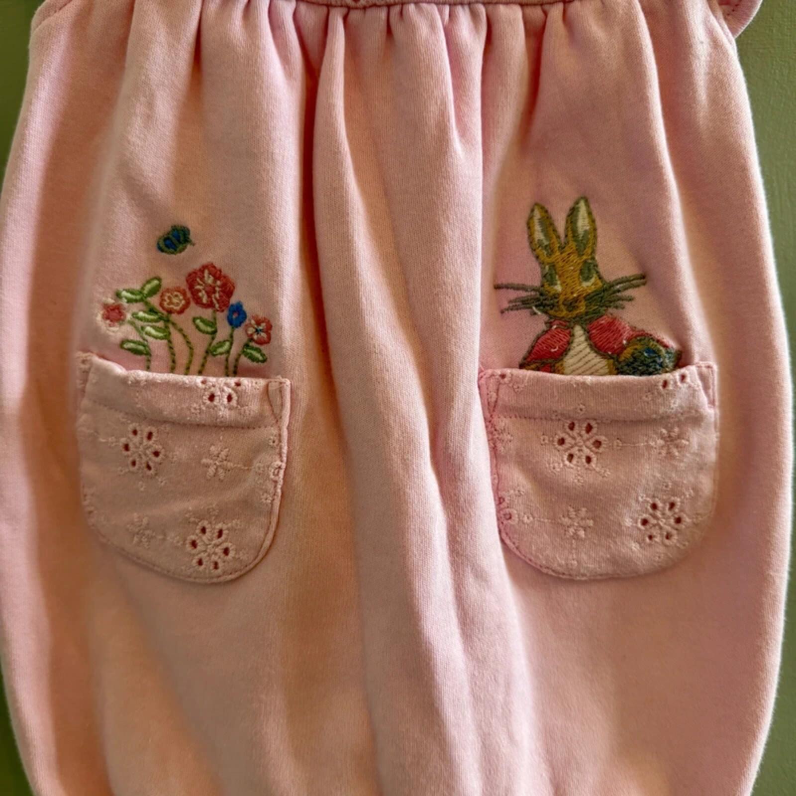 Baby Girl 0-3 months JoJo Maman Bebe Peter Rabbit Pink Embroidered Romper (18 31)