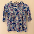 Baby Girl 6-9 monhs H&M Blue Floral Ribbed Long Sleeve Dress (56 01)