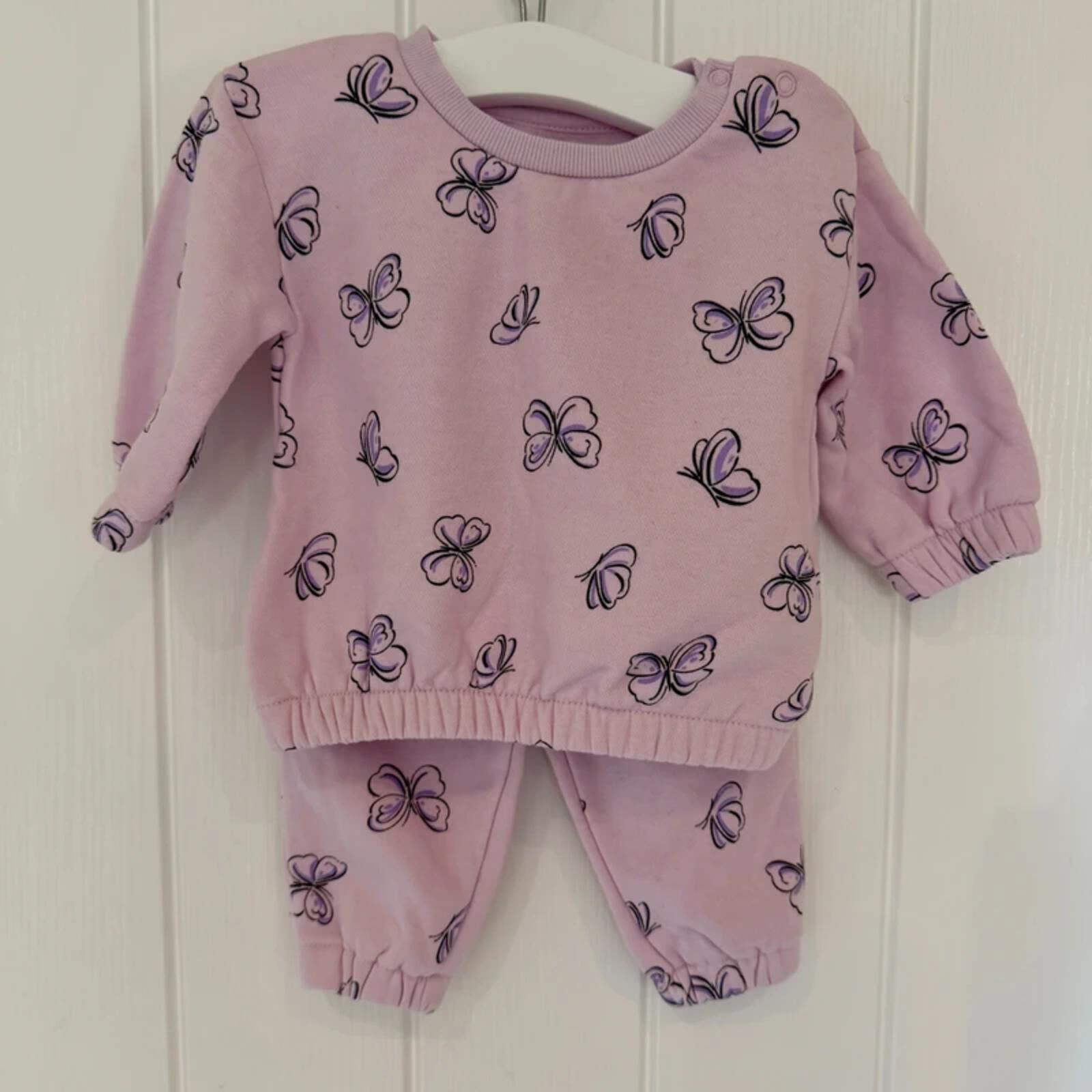 Baby Girl 3-6 months Primark Lilac Butterfly 2 piece Tracksuit Outfit (57 20)