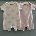 Baby Girl 6-9 months Marks and Spencer 2 Pink White Short Rompers (35 22)