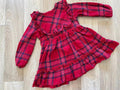 Baby Girl 9-12 months F&F Red Checked Long Sleeve Dress  Ruffles Gold (28 28)
