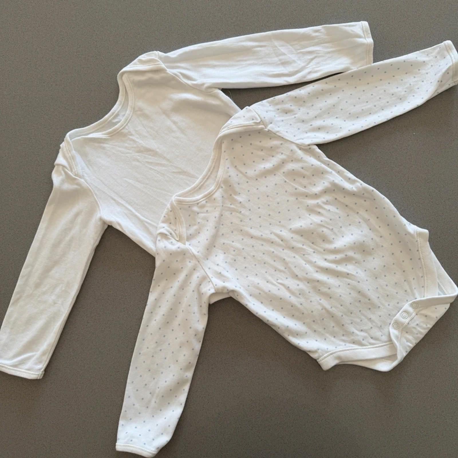 Baby Boy Girl Unisex 18-24 months 2 White Long Sleeve Bodysuits (58 21)