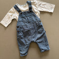Baby Boy 0-3 months Ted Baker Blue Lined Chambray Denim Dungaree Set (51 04)
