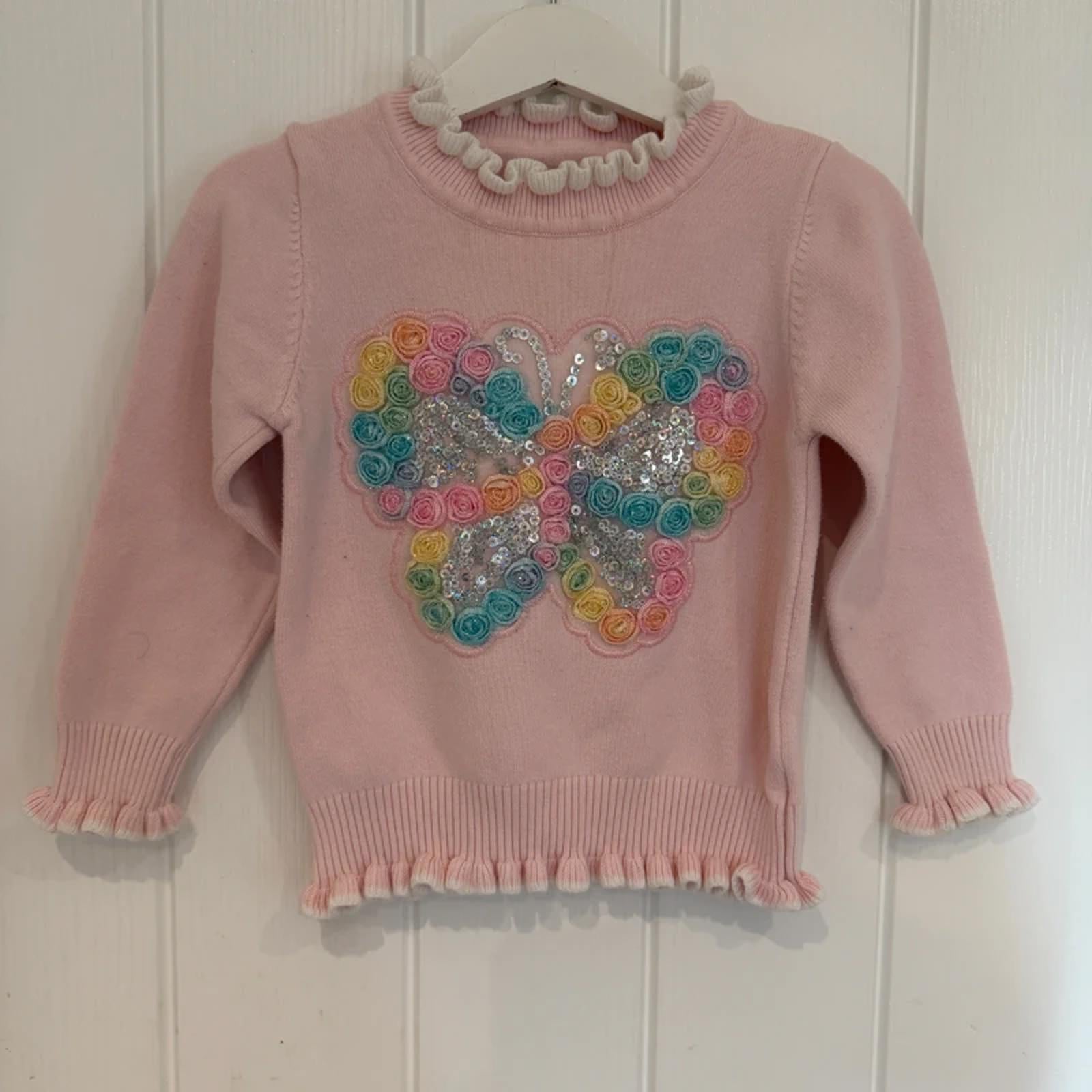 Baby Girl 18-24 months Pink Knitted Butterfly Jumper (18 22)