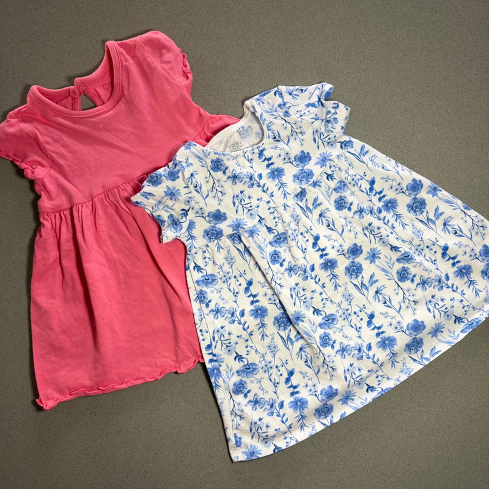 Baby Girl 3-6 months F&F Primark 2 Summer Jersey Dresses Floral Pink (60 55)