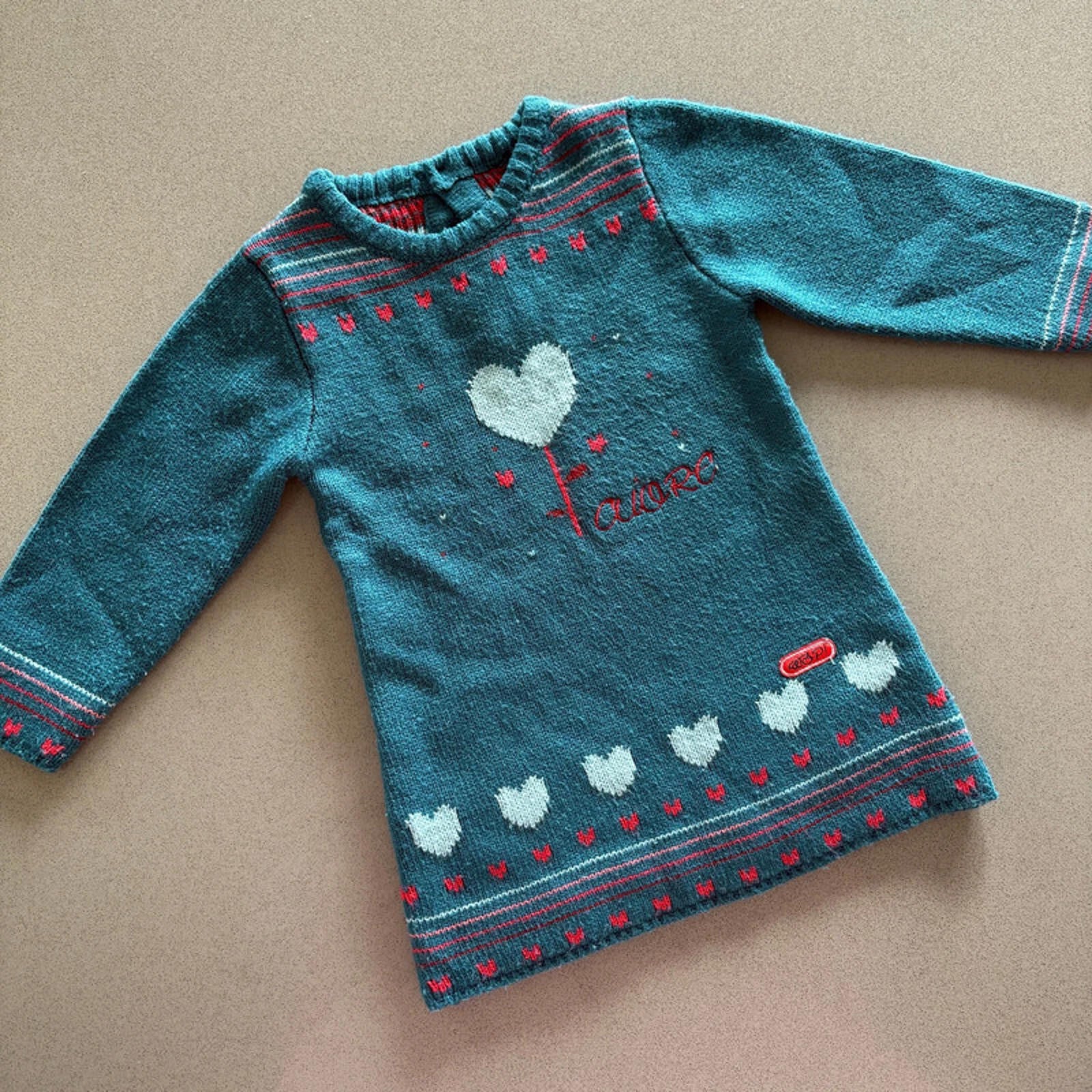 Baby Girl 18 months WSP Kids Warm Long Sleeve Jumper Dress Hearts (2027)