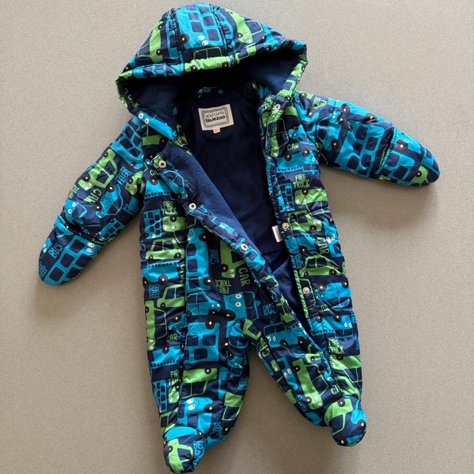 Baby Boy 0-3 months Blue Zoo Transport Themed Blue Snowsuit (38 04)