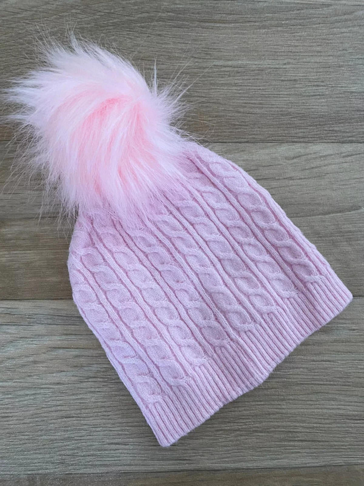Baby Girl 6 months NYGB Pink Cable Knit Winter Bobble Hat  (31 24)