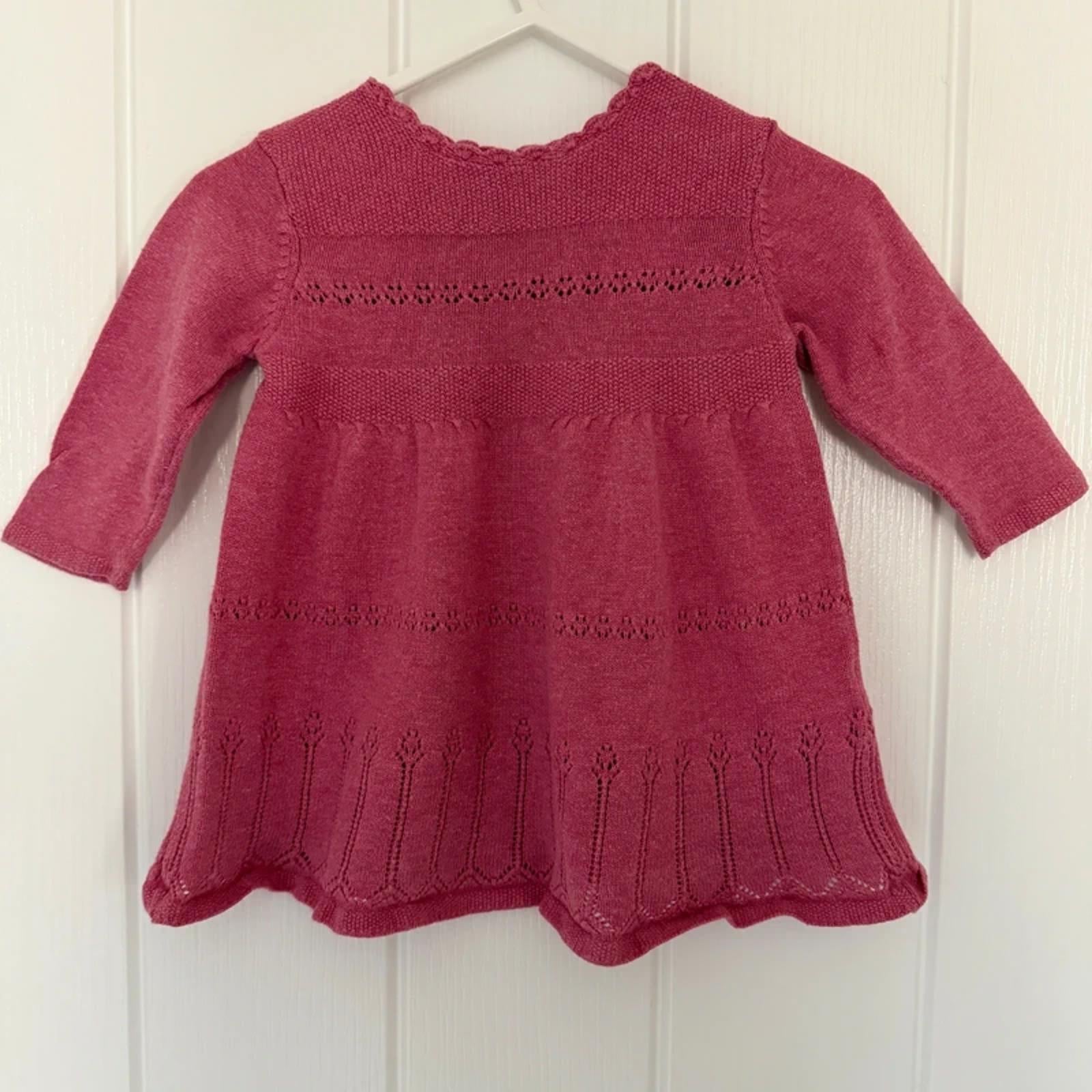 Baby Girl 0-3 months Next Pink Knitted Long Sleeve Dress (50 09)