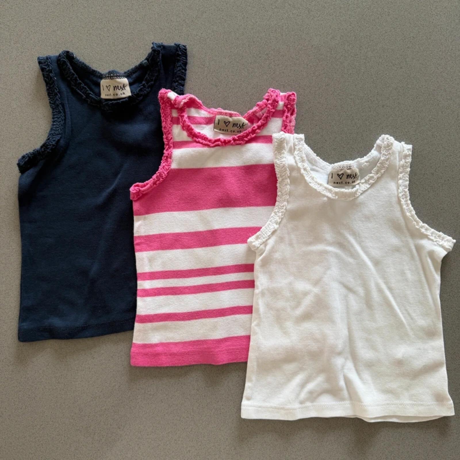 Baby Girl 6-9 months Next Set 3 Vest Tops (22 30)