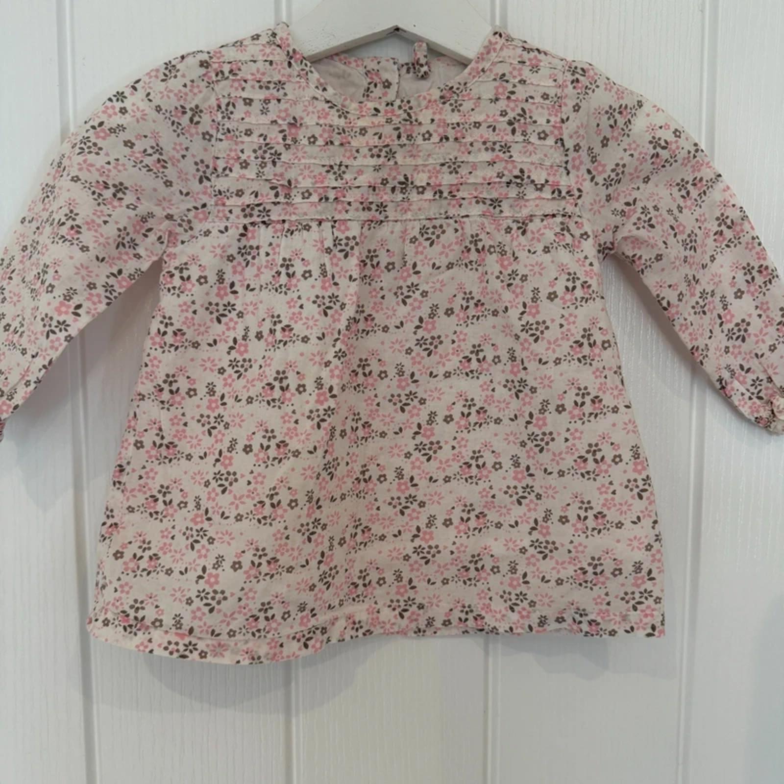 Baby Girl 3-6 months TU Cream Floral Long Sleeve Lined Short Dress (44 09)