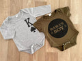 Baby Boy 0-3 months Shein Long Sleeve Grey & Short Sleeve Green Bodysuits (4010)