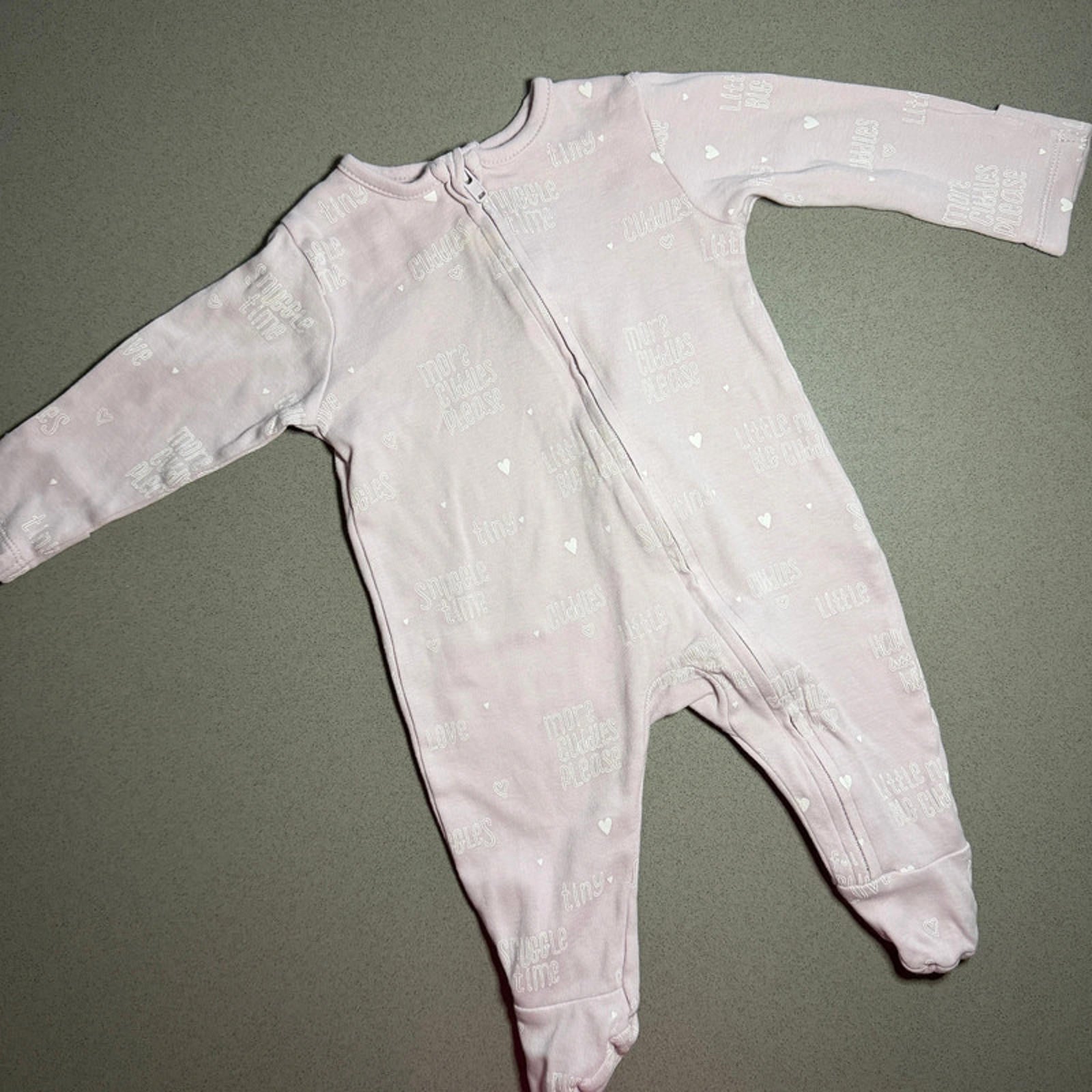 Baby Girl 0-3 months George Pink More Cuddles Please Full Zip Sleepsuit (61 07)