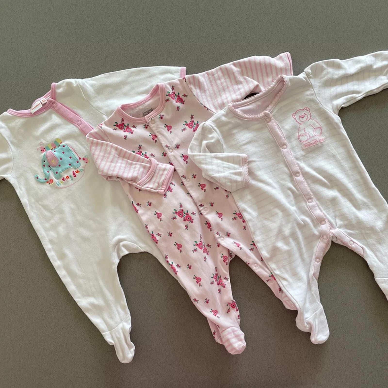 Baby Girl 0-3 months 3 Sleepsuits Mamas & Papas Blue Zoo Mothercare (22 23)