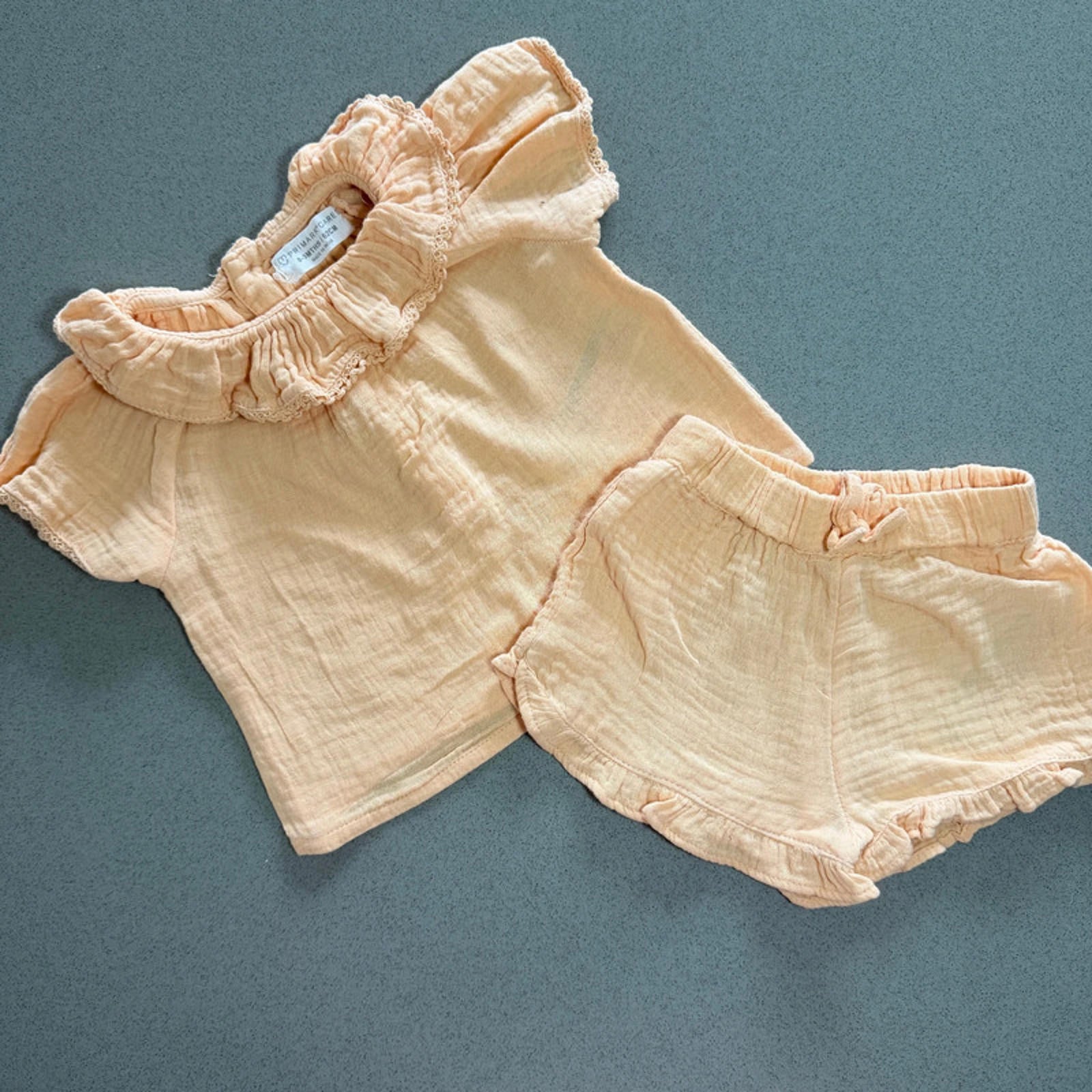 Baby Girl 0-3 months Primark Peach Seersucker 2 Piece Summer  Outfit (49 10)