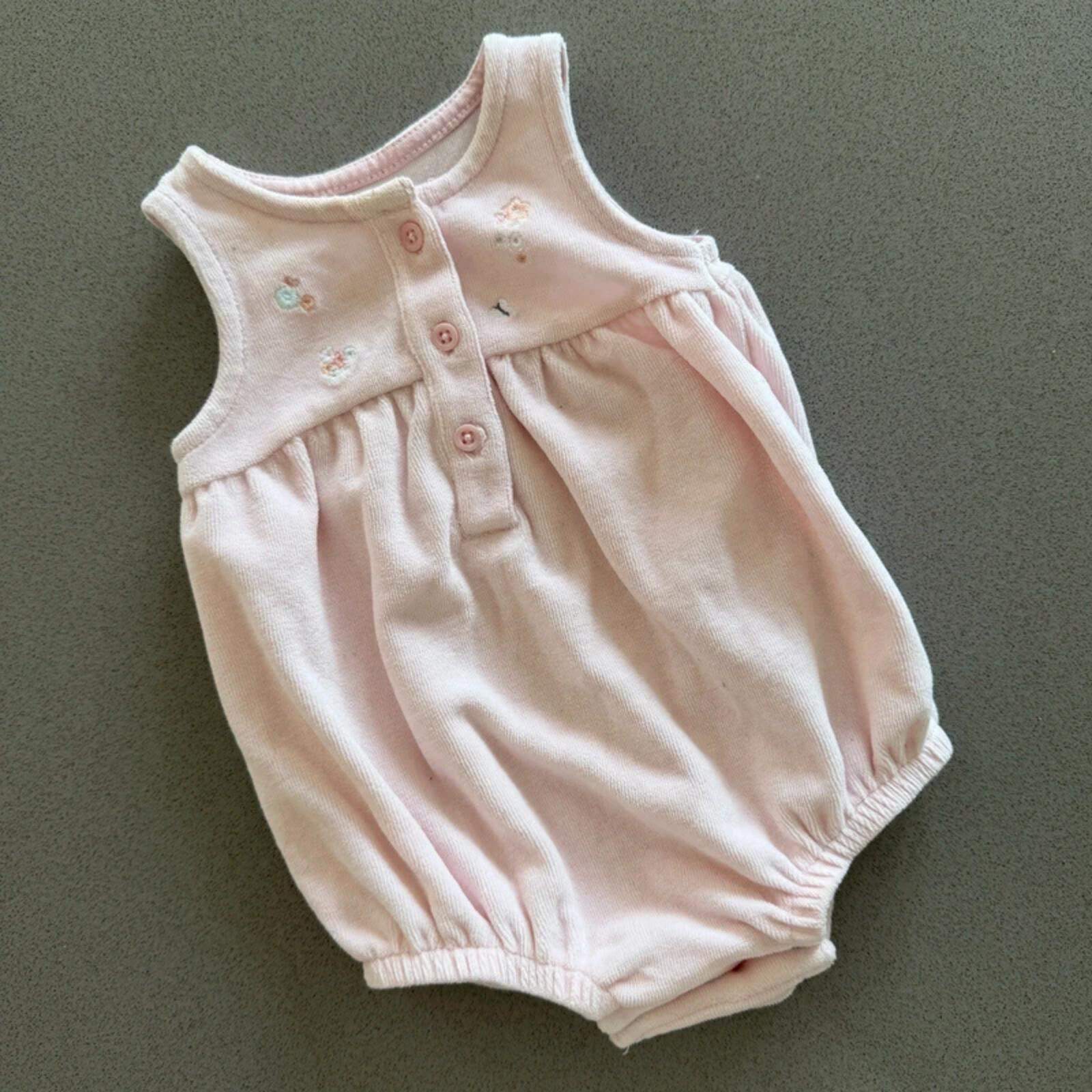 Baby Girl 1 month 4.5 kg Pink Sleeveless Romper Embroidered (40 27)