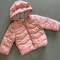 Baby Girl 6-9 months F&F Pink Spotty Winter Coat Anorak Fleece Lined (52 08)