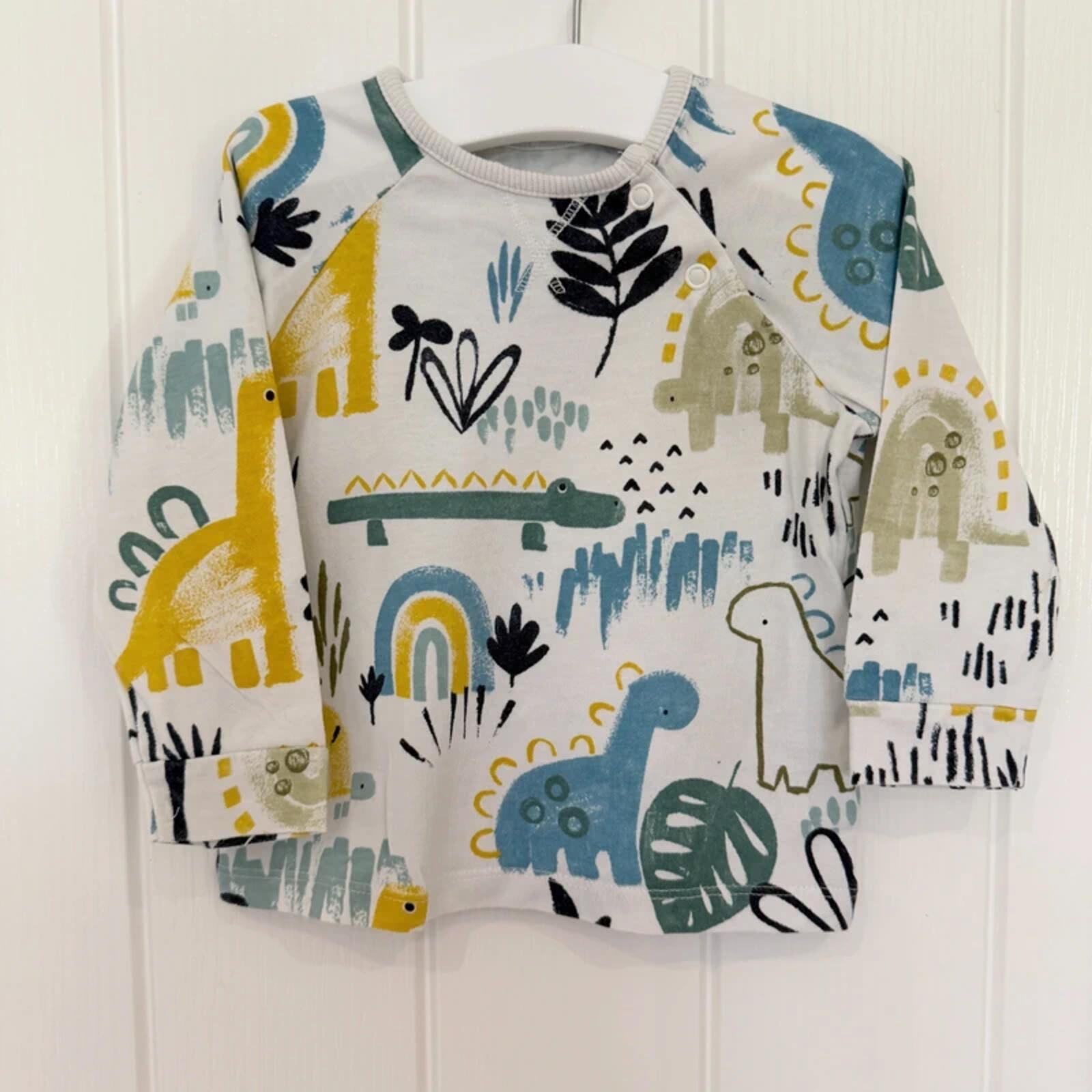 Baby Boy 9-12 months George White Long Sleeve Dinosaur T-shirt (61 20)