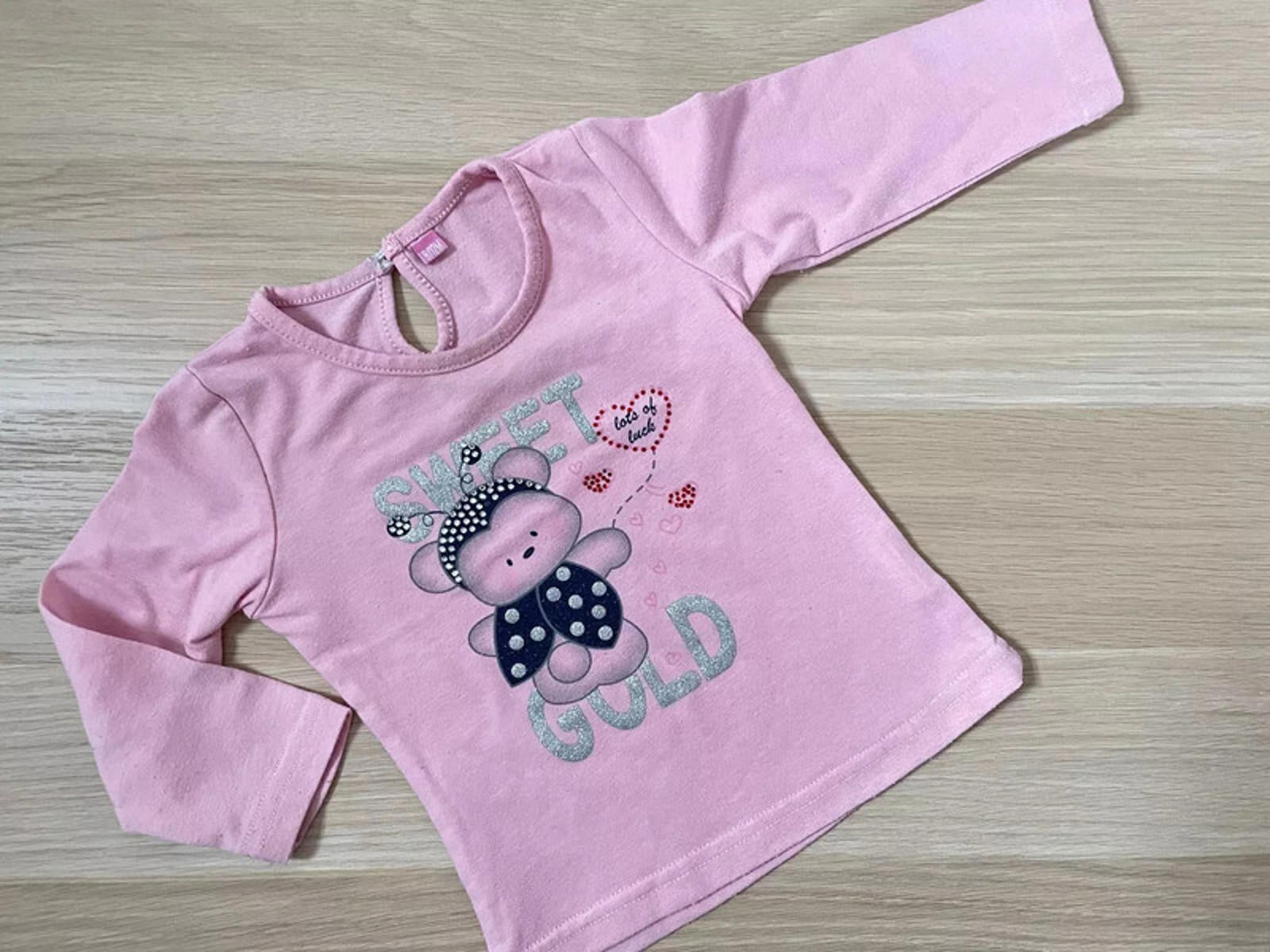 Baby Girl 9-12 months Sweet Junior Long Sleeve T-shirt Glitter Crystals (29 18)