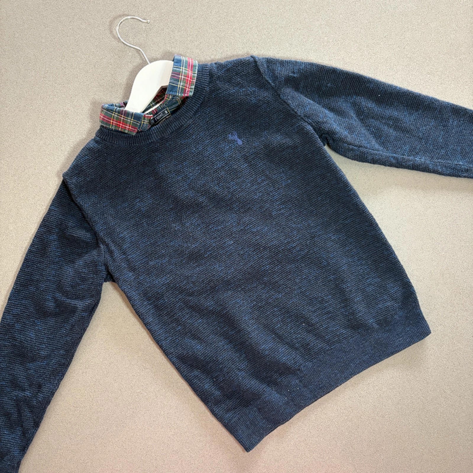 Boy age 6 years Next Blue Pullover Jumper with Shirt Collar (34 11)
