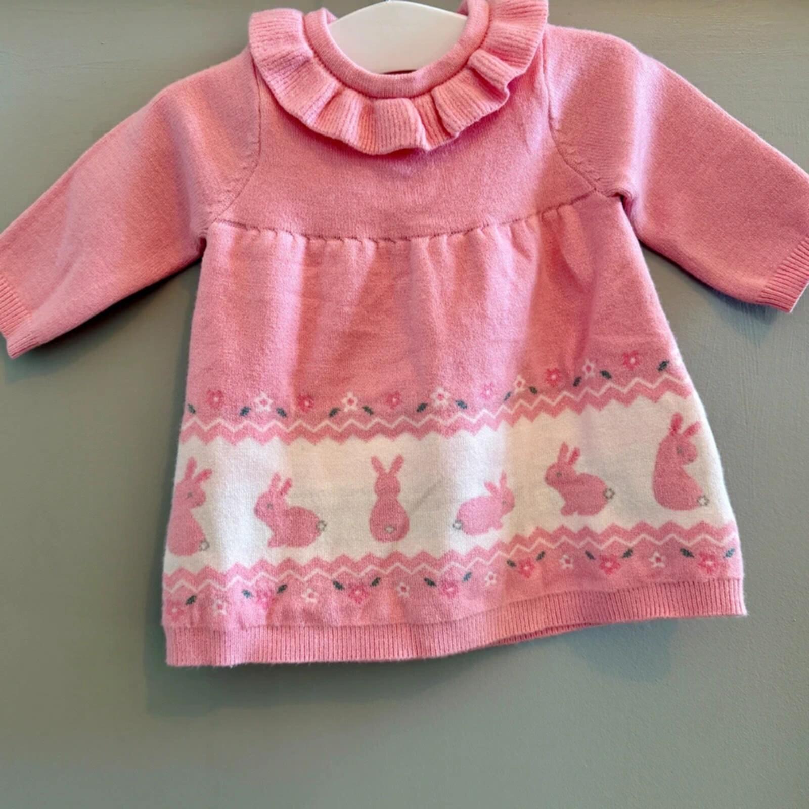 Baby Girl 1 month 4.5 kg Nutmeg Pink Knitted bunny Dress (58 04)