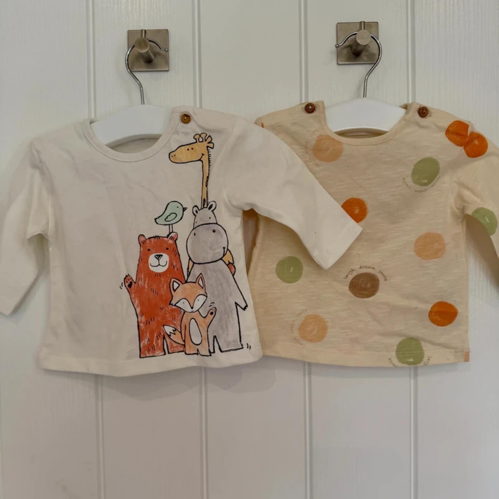 Baby Girl Boy 0-3 months Zara 2 Long Sleeve Tops T-shirts (42 06)