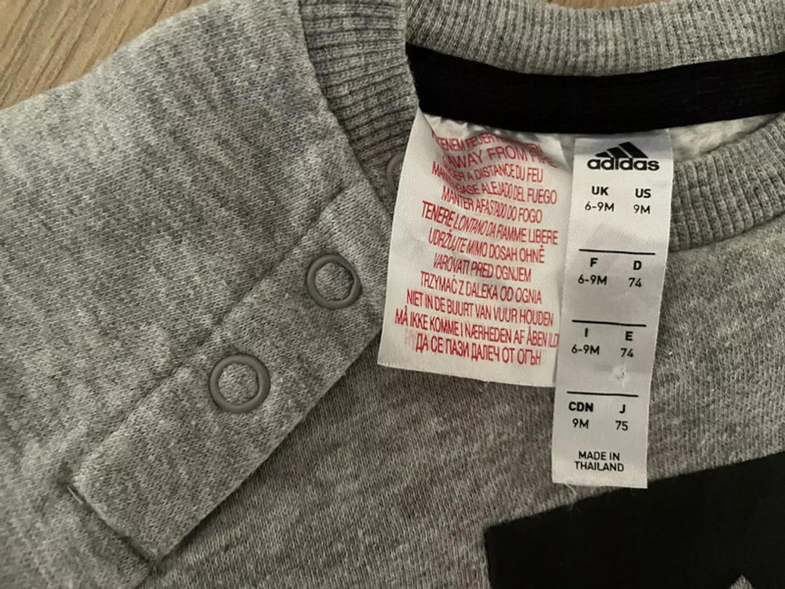 Baby Boy 6-9 months Adidas Grey Branded Sweatshirt Pullover (45 20)