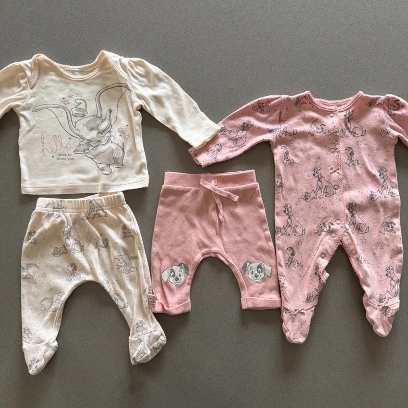 Baby Girl First Size 4.1 Kg George Disney Dumbo Dalmatians 4 Piece Bundle Set (60 39)