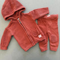 Baby Boy 1 month 4.5kg F&F Brown 2 Piece Knitted Outfit Hoodie Organic (23 03)