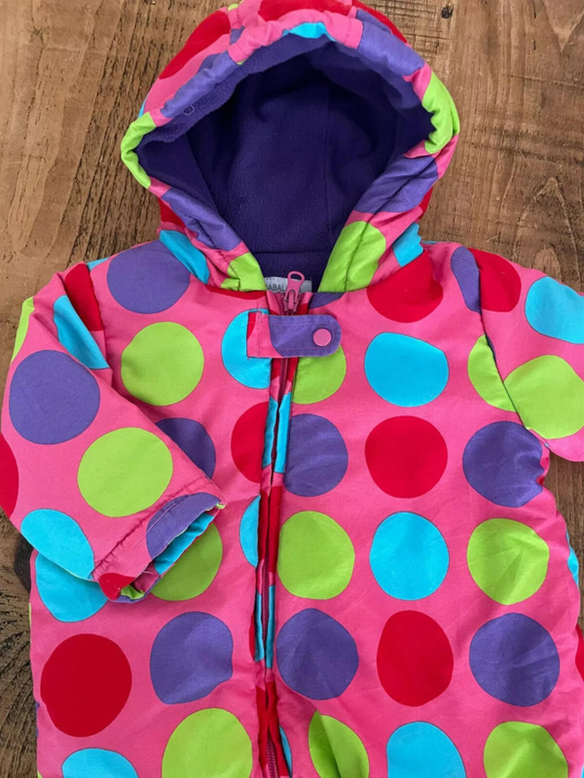 Baby Girl 3-6 months Babaluno Pink Colourful Spotty Snowsuit  (27 08-49)