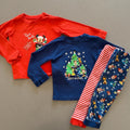 Baby Boy Girl 18-24 months Disney 2 Pairs Mickey Christmas Pajama Outfits (5833)