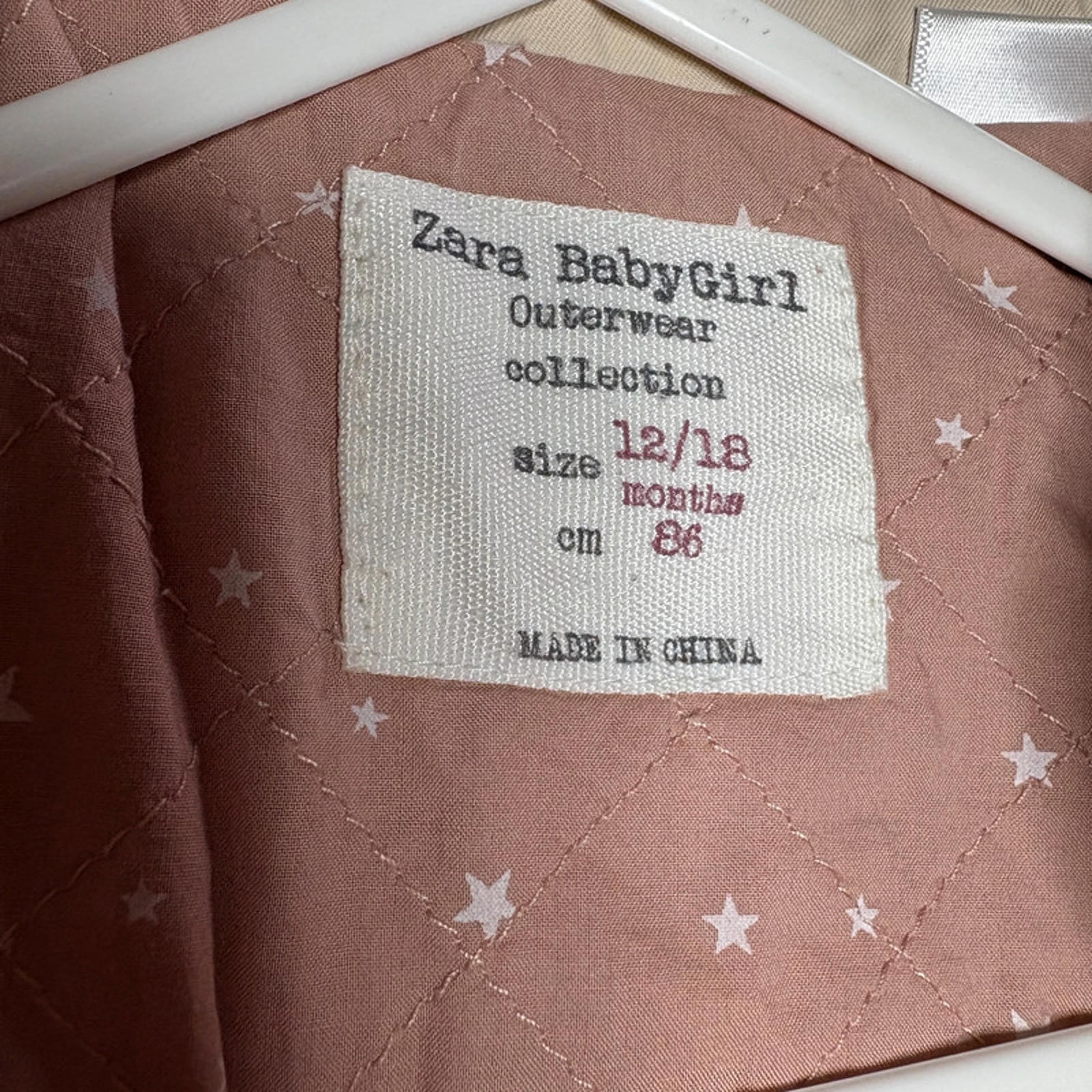 Baby girl 12-18 months ZARA Beige Traditional Style Rain Coat  (40 26)