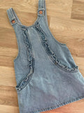 Young Girl age 4 years NEXT Light Blue Denim Pinafore Dress with Ruffles (27 29)