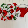 Baby Girl 3-6 months Next White Red Floral 2 Piece Swimming Suit Costume (55 06)