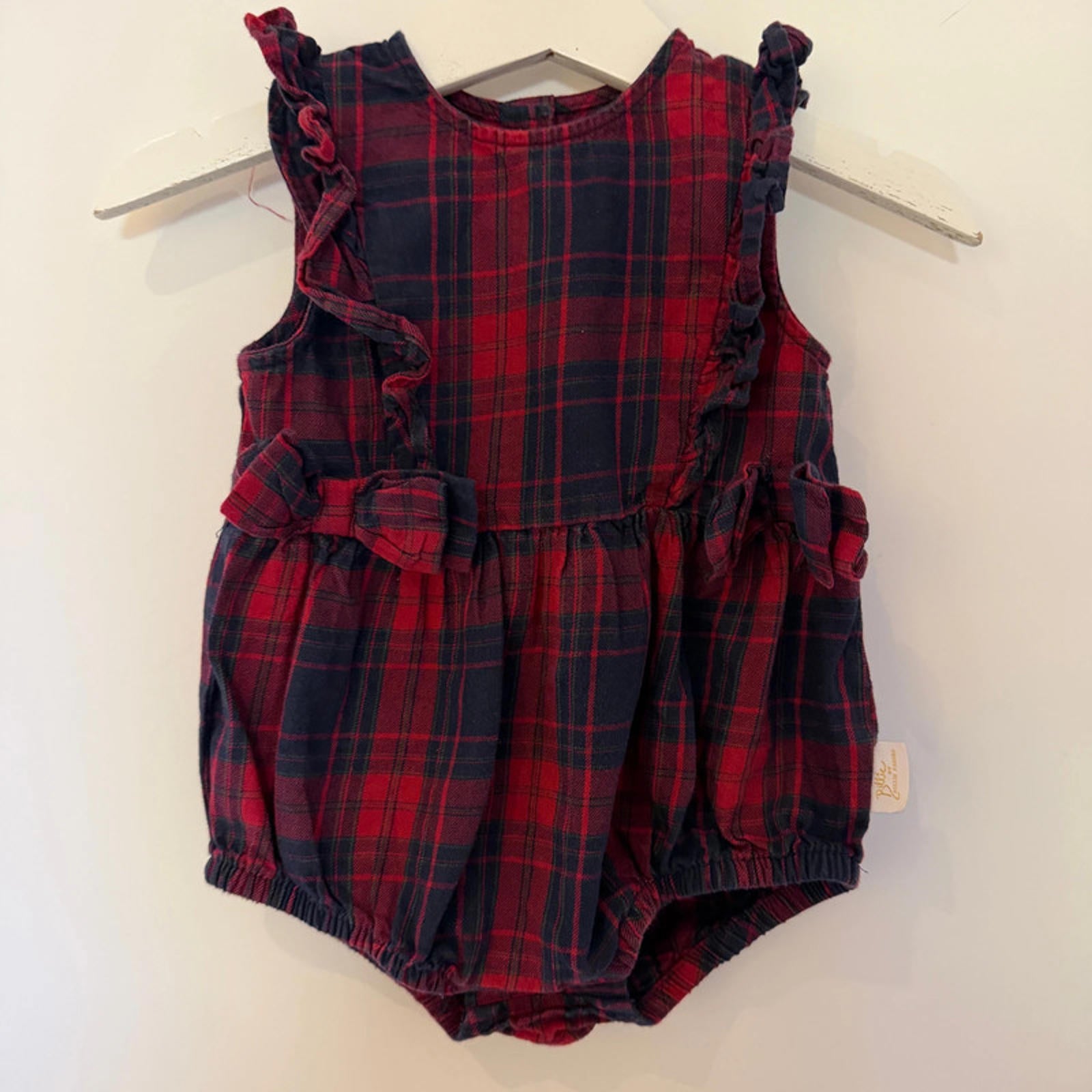 Baby Girl 9-12 months Billie Faiers George Red Blue Checked Short Romper (25 29)